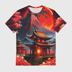 Футболка мужская Japan red nature, цвет: 3D-принт