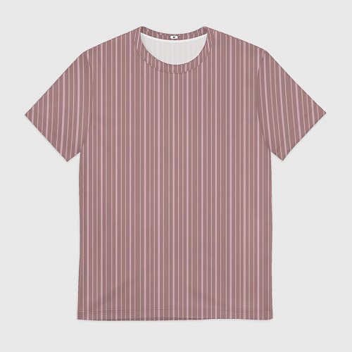Мужская футболка Пыльно-розовый в тонкую полоску / 3D-принт – фото 1
