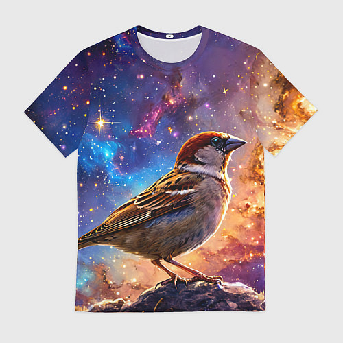 Мужская футболка Воробей в космосе / 3D-принт – фото 1