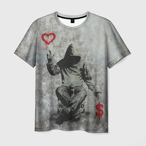 Мужская футболка Banksy - heart money / 3D-принт – фото 1