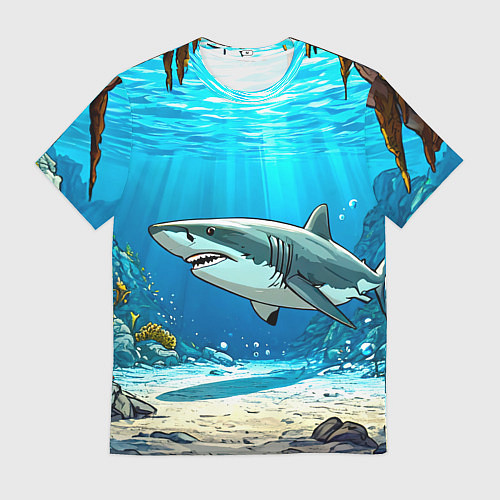 Мужская футболка Акула в океане / 3D-принт – фото 1