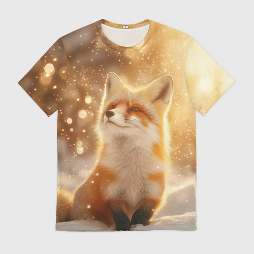 Мужская футболка Довольная рыжая лисичка / 3D-принт – фото 1