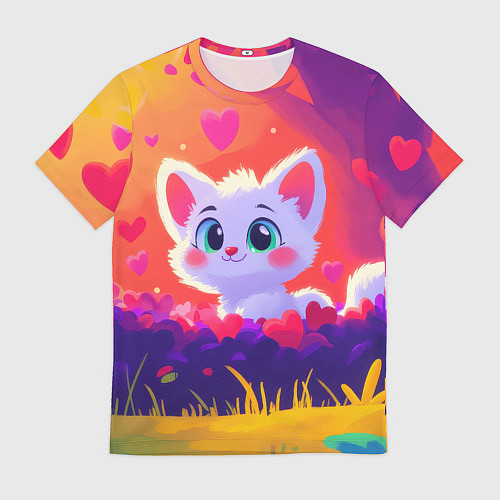 Мужская футболка Влюбленный милый песец / 3D-принт – фото 1