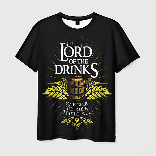 Мужская футболка Lord of the drinks / 3D-принт – фото 1