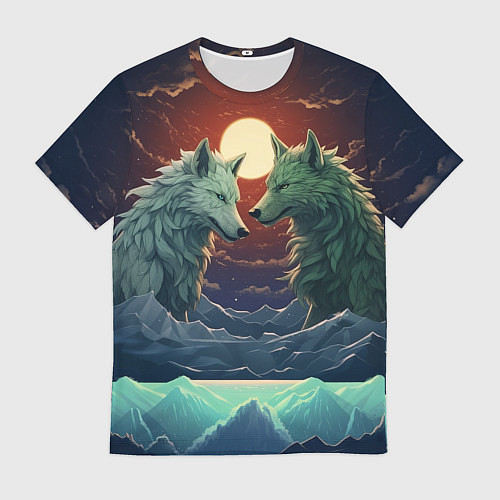 Мужская футболка Волк и волчица / 3D-принт – фото 1
