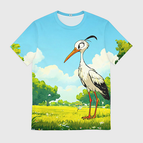 Мужская футболка Аист в лесу / 3D-принт – фото 1