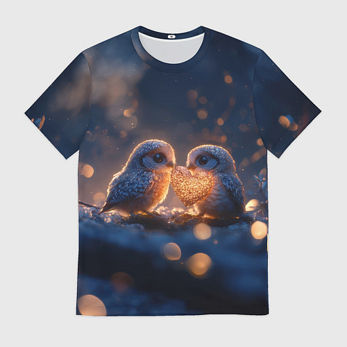 Мужская футболка Милые влюбленные совушки / 3D-принт – фото 1