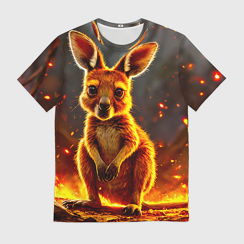 Мужская футболка Кенгуру в огне / 3D-принт – фото 1