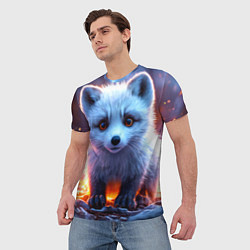 Футболка мужская Песец в искрах, цвет: 3D-принт — фото 2