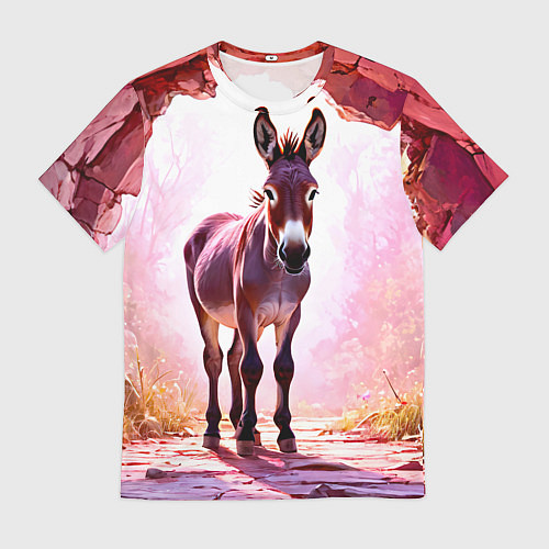Мужская футболка Осел в розовом свете / 3D-принт – фото 1
