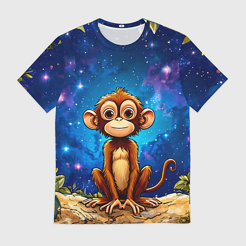 Мужская футболка Обезьянка в звездную ночь / 3D-принт – фото 1