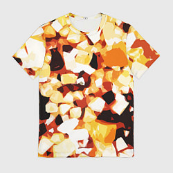 Мужская футболка Жёлто-белая абстракция на чёрном фоне