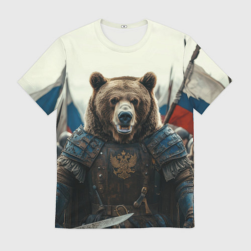 Мужская футболка Русский воин медведь / 3D-принт – фото 1