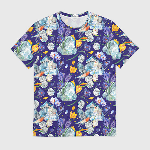 Мужская футболка Крокусы и зяблик во льдах / 3D-принт – фото 1