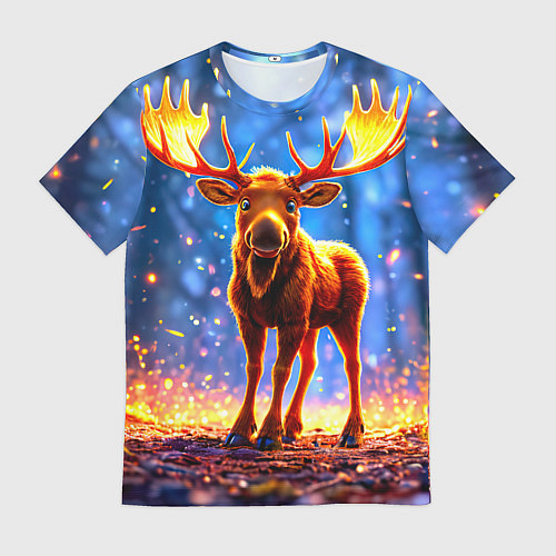 Мужская футболка Лосенок в лесу / 3D-принт – фото 1