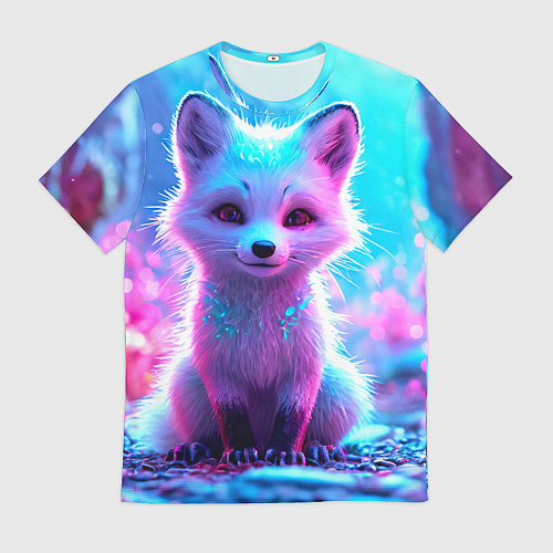 Мужская футболка Песец в неоновом свете / 3D-принт – фото 1