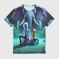 Футболка мужская Рик и Морти - портрет на фоне слона, цвет: 3D-принт