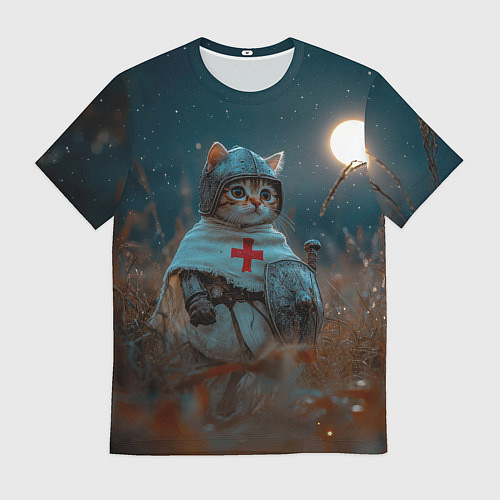 Мужская футболка Котенок рыцарь / 3D-принт – фото 1