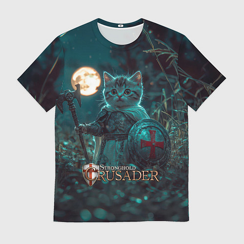 Мужская футболка Stronghold Crusader котенок рыцарь / 3D-принт – фото 1