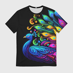 Мужская футболка Neon peacock - art