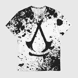 Футболка мужская Assassins creed shadows - черно-белые брызги, цвет: 3D-принт