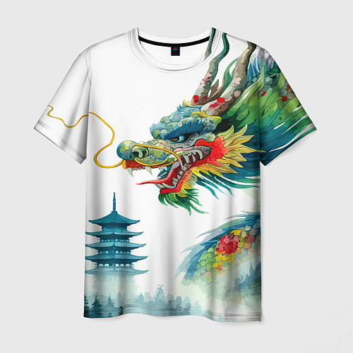 Мужская футболка Japanese watercolor dragon - art / 3D-принт – фото 1