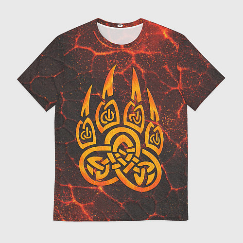 Мужская футболка Символ волчья лапа в огненной стихии / 3D-принт – фото 1
