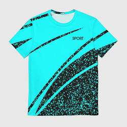 Мужская футболка Sport голубой с чёрным в крапинку