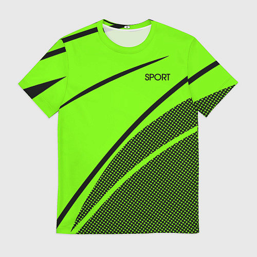 Мужская футболка Sport ярко-зелёный с чёрным точечный / 3D-принт – фото 1