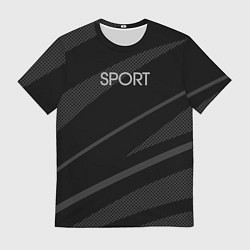 Футболка мужская Sport чёрный с серым абстрактный, цвет: 3D-принт