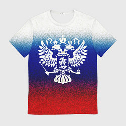 Мужская футболка Герб России на фоне флага текстурный