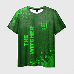 Мужская футболка The Witcher - green gradient вертикально
