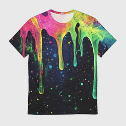 Мужская футболка Разноцветные потеки краски