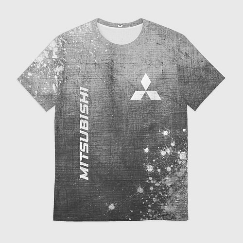Мужская футболка Mitsubishi - grey gradient вертикально / 3D-принт – фото 1