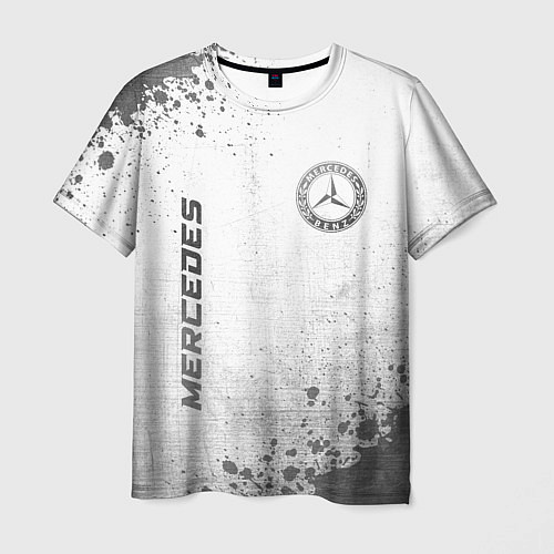 Мужская футболка Mercedes - white gradient вертикально / 3D-принт – фото 1