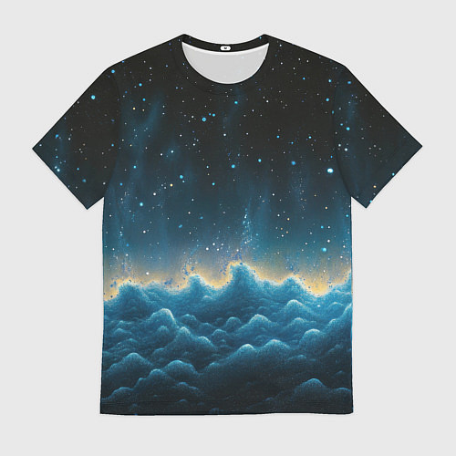 Мужская футболка Облака и черное небо текстура / 3D-принт – фото 1