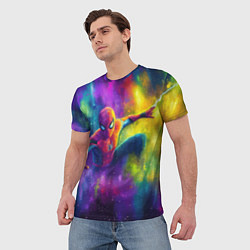 Футболка мужская Человек - паук радужные краски, цвет: 3D-принт — фото 2