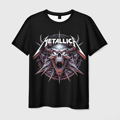 Мужская футболка Metallica - cool skull with horns / 3D-принт – фото 1