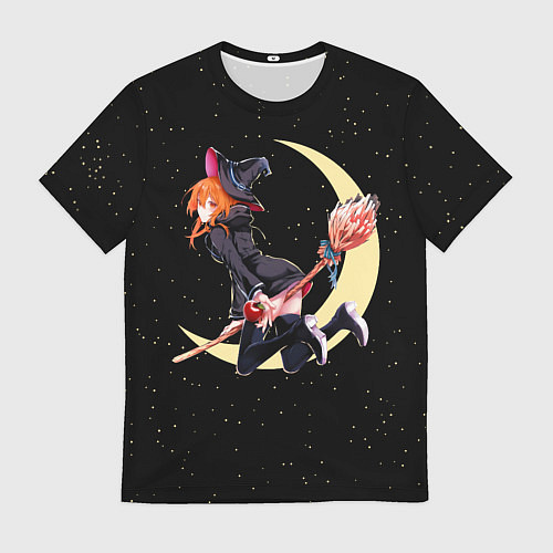 Мужская футболка Ведьма с яблоком летит на метле / 3D-принт – фото 1