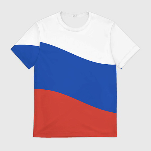 Мужская футболка Флаг России волной / 3D-принт – фото 1