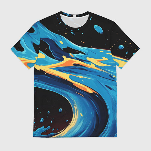 Мужская футболка Синяя волна из красок / 3D-принт – фото 1