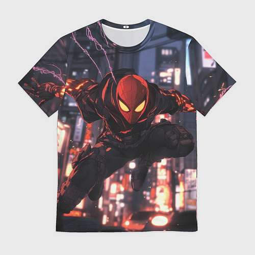 Мужская футболка Человек паук в черном / 3D-принт – фото 1
