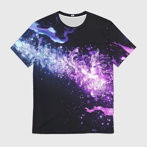 Мужская футболка Фиолетово-синяя абстрактная волна / 3D-принт – фото 1
