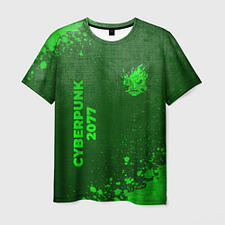 Мужская футболка Cyberpunk 2077 - green gradient вертикально