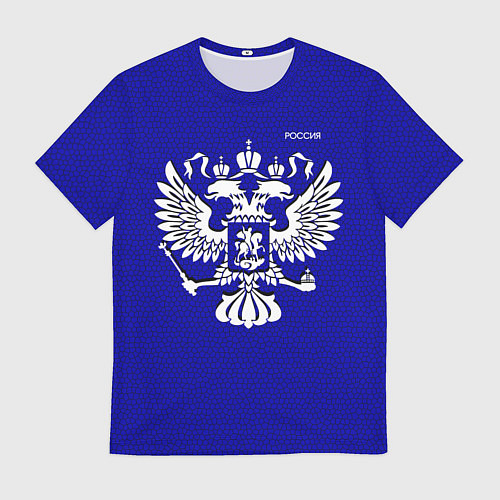 Мужская футболка Герб России синий текстурированный / 3D-принт – фото 1