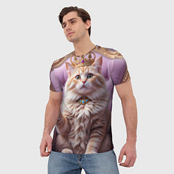 Футболка мужская Кот с короной и шампанским, цвет: 3D-принт — фото 2