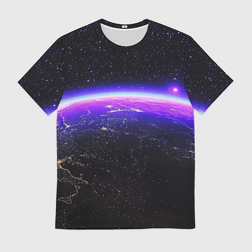 Мужская футболка Планета и неоновое свечение / 3D-принт – фото 1