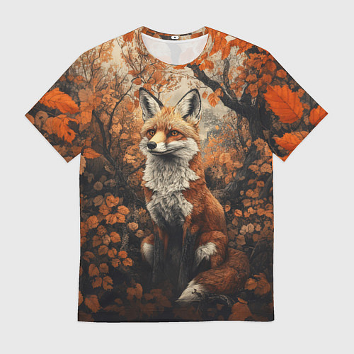 Мужская футболка Лис в лесной чаще / 3D-принт – фото 1
