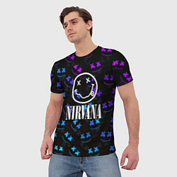 Футболка мужская Nirvana x marshmello neon, цвет: 3D-принт — фото 2