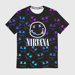 Футболка мужская Nirvana x marshmello neon, цвет: 3D-принт